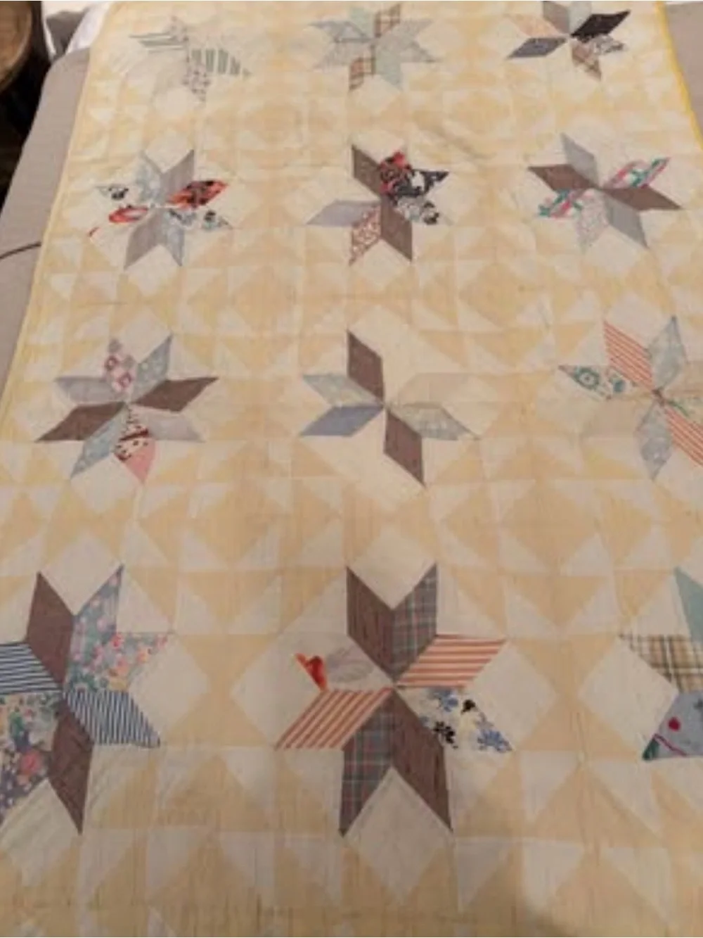 Star Patchwork Quilt - Yellow and Pastel Multi